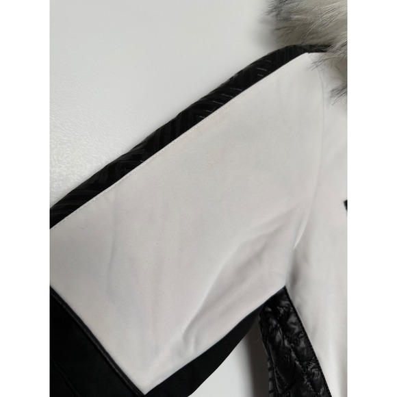 Luxury White Black Gold Fur Hooded Ski Suit Jumpsuit Women's Snowboard US 6 - Picture 5 of 16